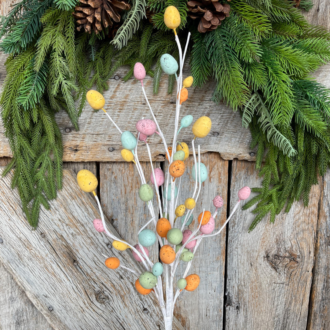 25" Easter Egg Floral Spray, Pastel Egg Pick, Spring Easter Decor