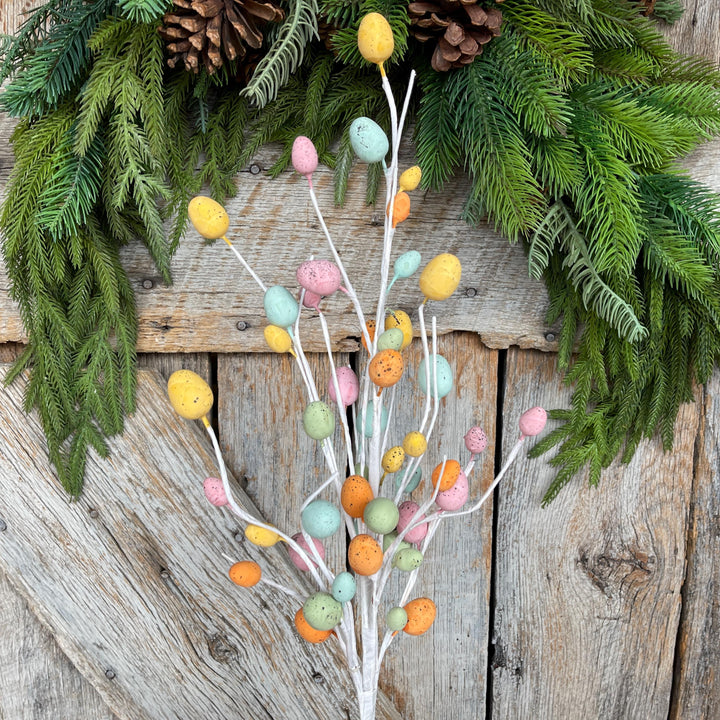 25" Easter Egg Floral Spray, Pastel Egg Pick, Spring Easter Decor
