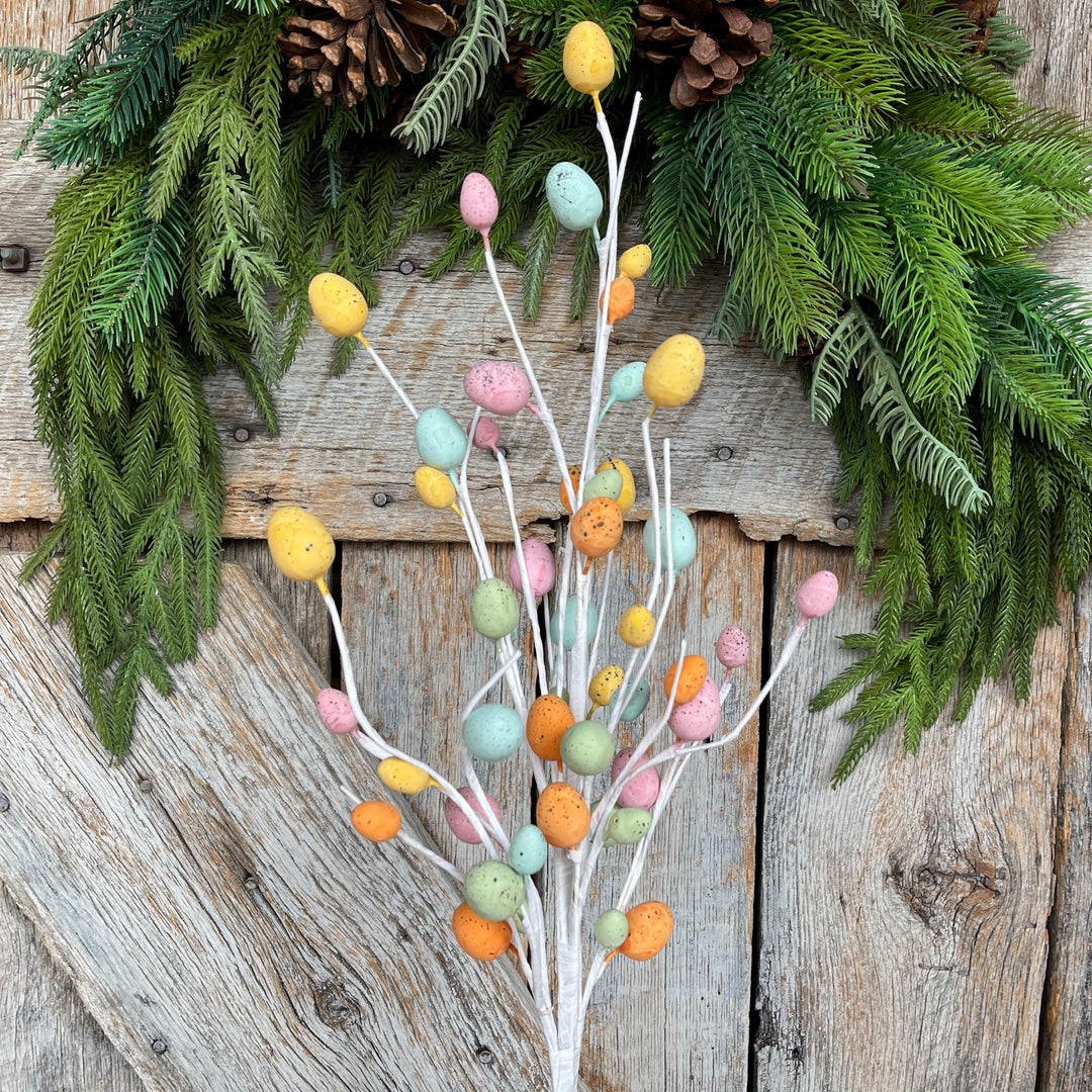 25" Easter Egg Floral Spray, Pastel Egg Pick, Spring Easter Decor