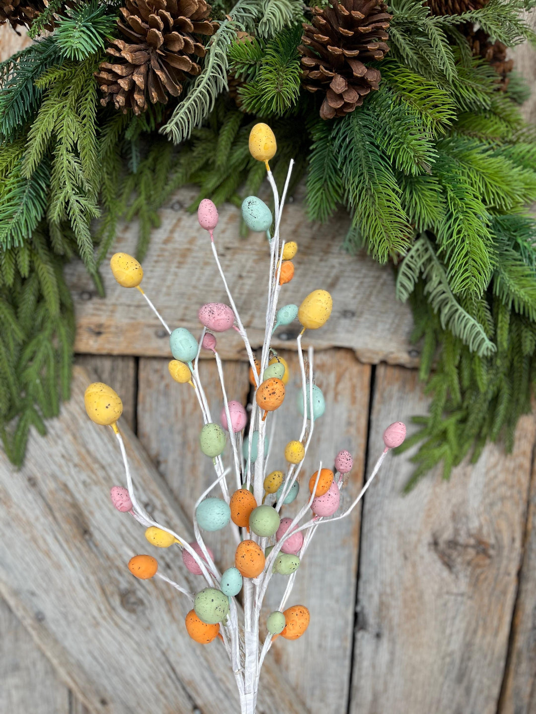 25" Easter Egg Floral Spray, Pastel Egg Pick, Spring Easter Decor