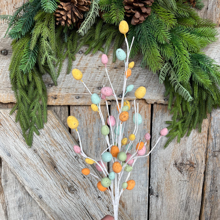 25" Easter Egg Floral Spray, Pastel Egg Pick, Spring Easter Decor