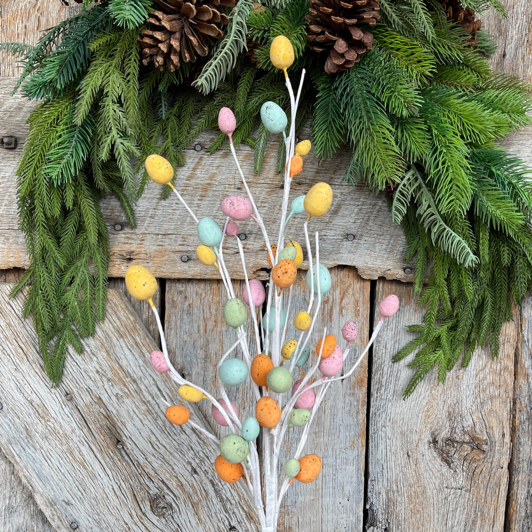 25" Easter Egg Floral Spray, Pastel Egg Pick, Spring Easter Decor