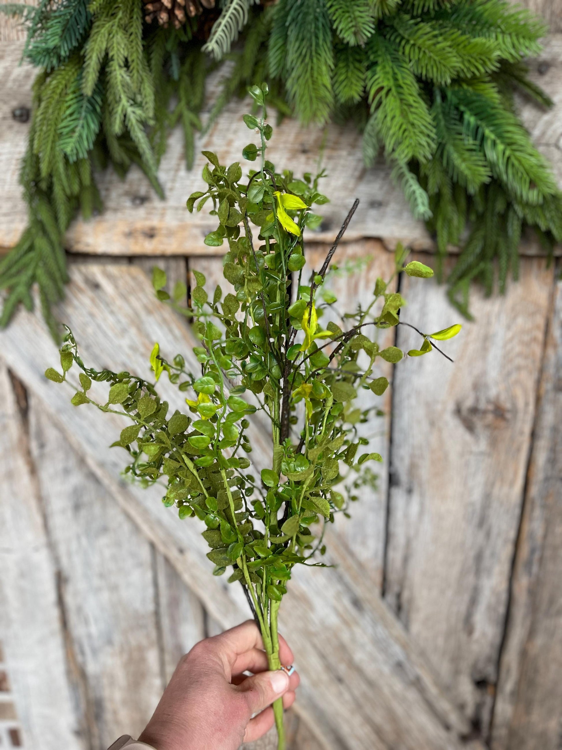 28" Mixed Leaves Flocked Greenery Spray, Mossy Spray, Mossy Greenery Spray, wreath Supply, Floral Supply, Artificial Greenery