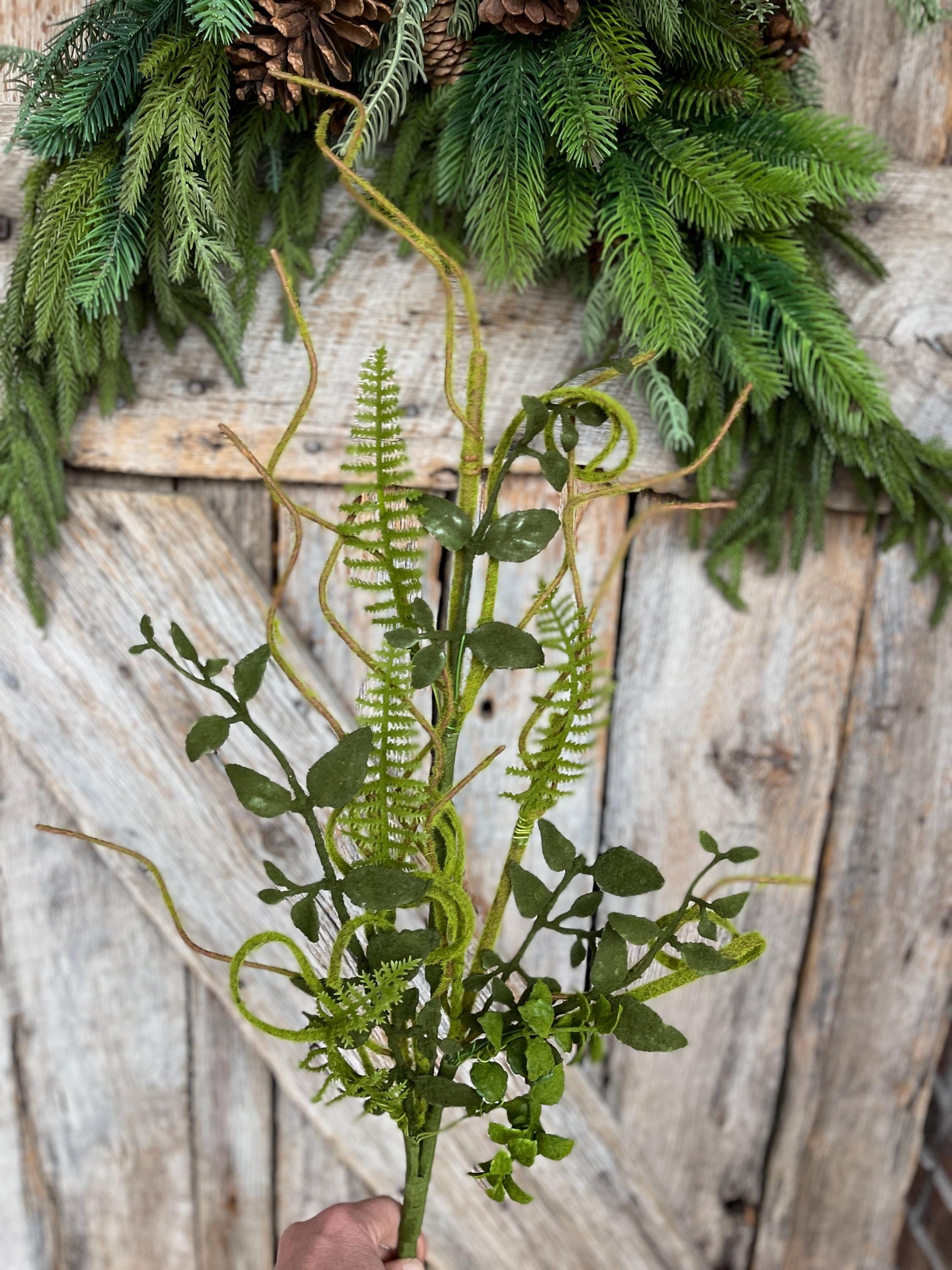 28" Moss Flocked Mixed greenery bush, wreath supply, home decor