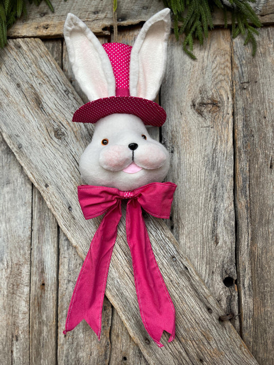 22" Hot Pink Bunny Top Hat Ornament, Easter Decor, Easter Bunny