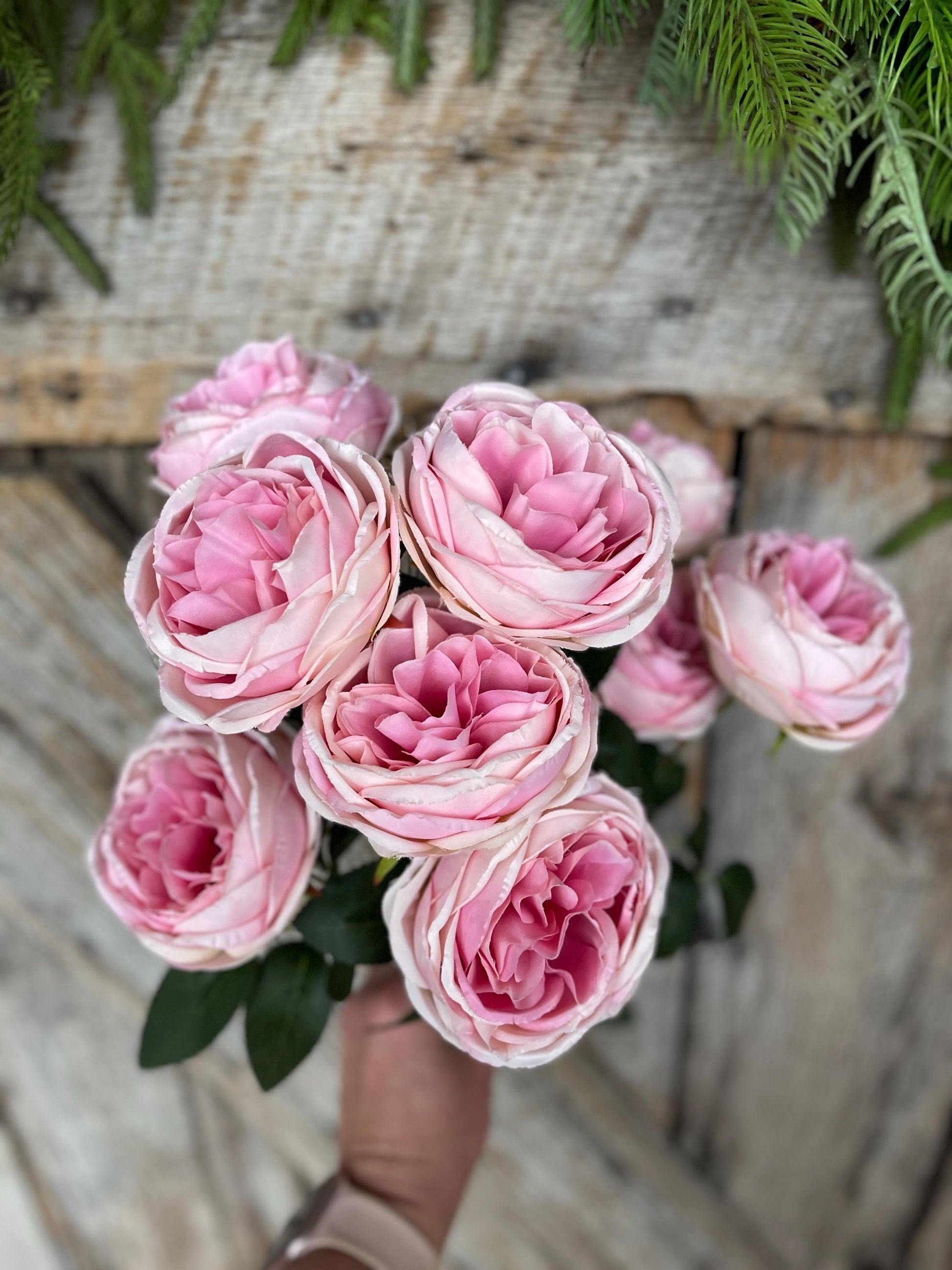 17.5" Pink cabbage rose bush, Pink Rose, Artificial Pink Rose Bush, Pink Roses, Spring Roses, Floral Supply, 35133MV
