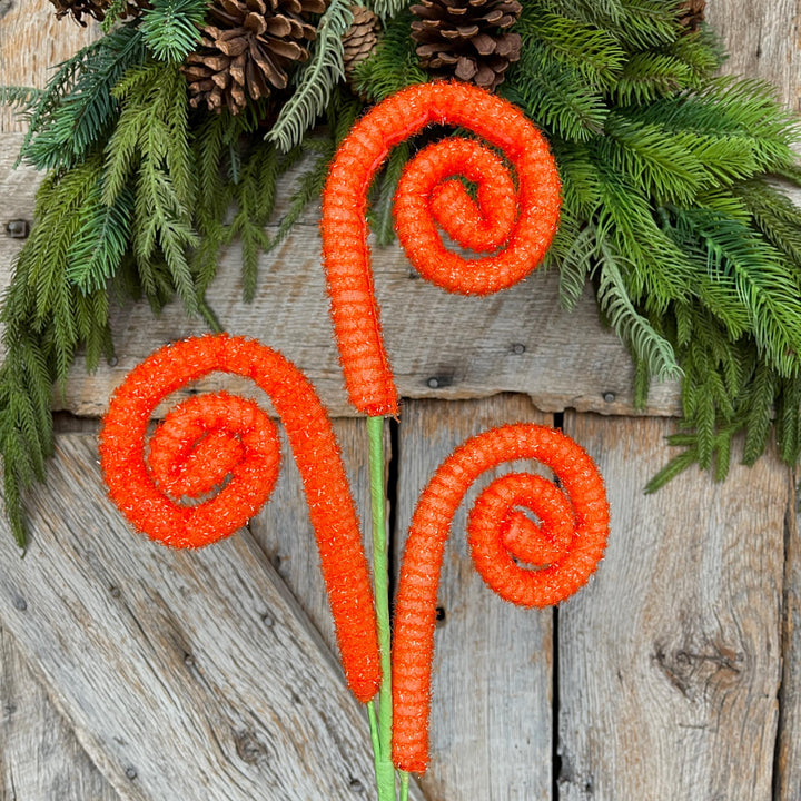 28" Orange Curly Spray, Halloween Spray, Wreath Supply