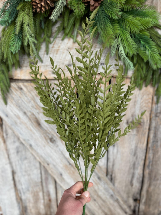 23" Moss Flocked Mixed greenery bush, greenery bush, spring greenery, artificial greenery bush, dark moss greenery, flocked greenery,13626GN