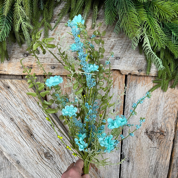 28" Teal Blue Wildflower Spray, Teal Floral