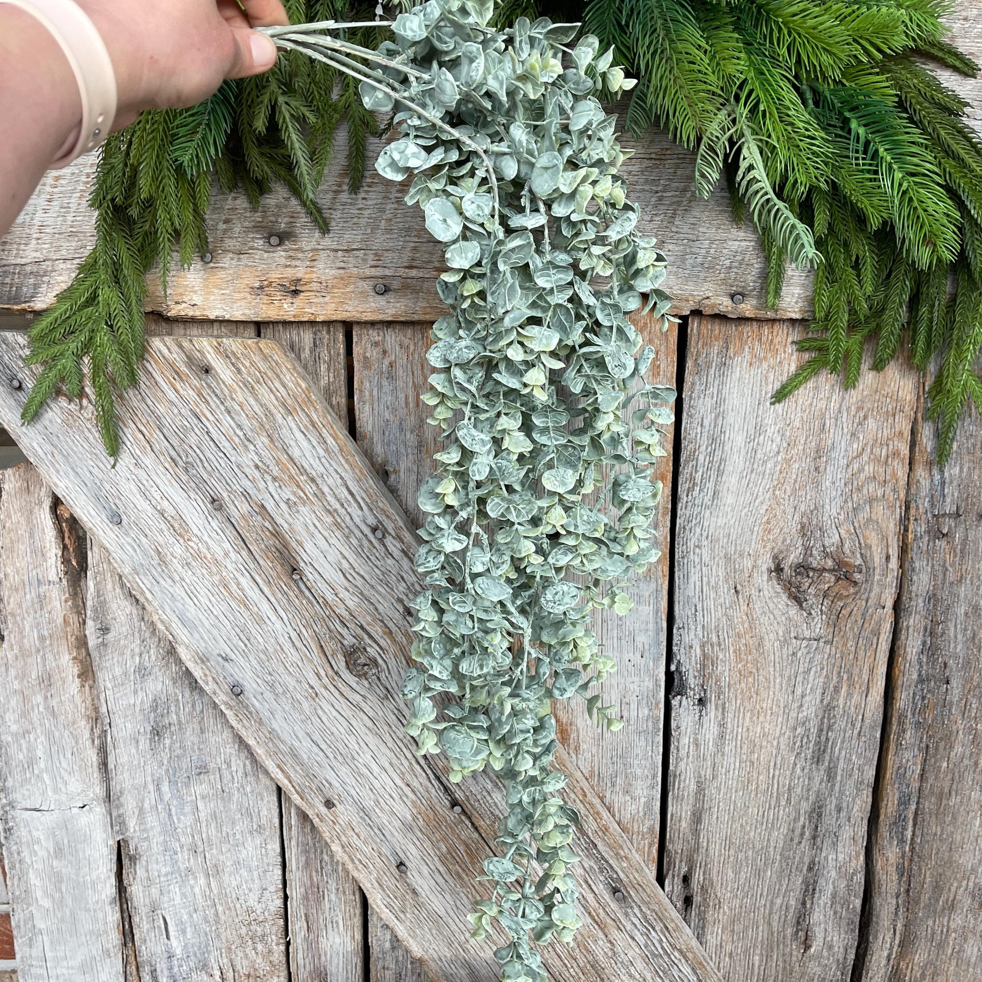 32" Eucalyptus Hanging Bush, Artificial Greenery Bush, Hanging Greenery Bush, Hanging Eucalyptus Bush, 82538-FROSTED, wreath supply, floral