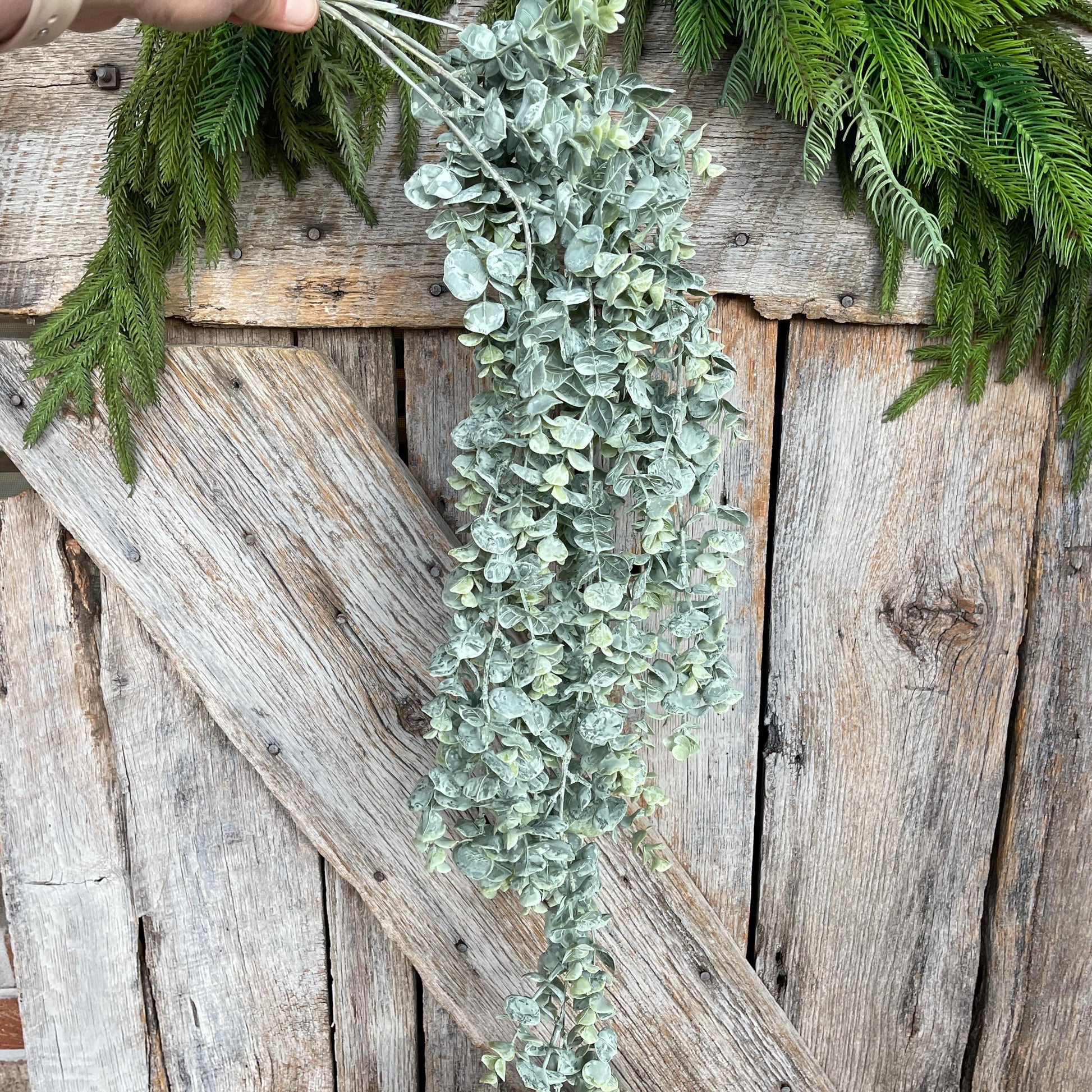 32" Eucalyptus Hanging Bush, Artificial Greenery Bush, Hanging Greenery Bush, Hanging Eucalyptus Bush, 82538-FROSTED, wreath supply, floral