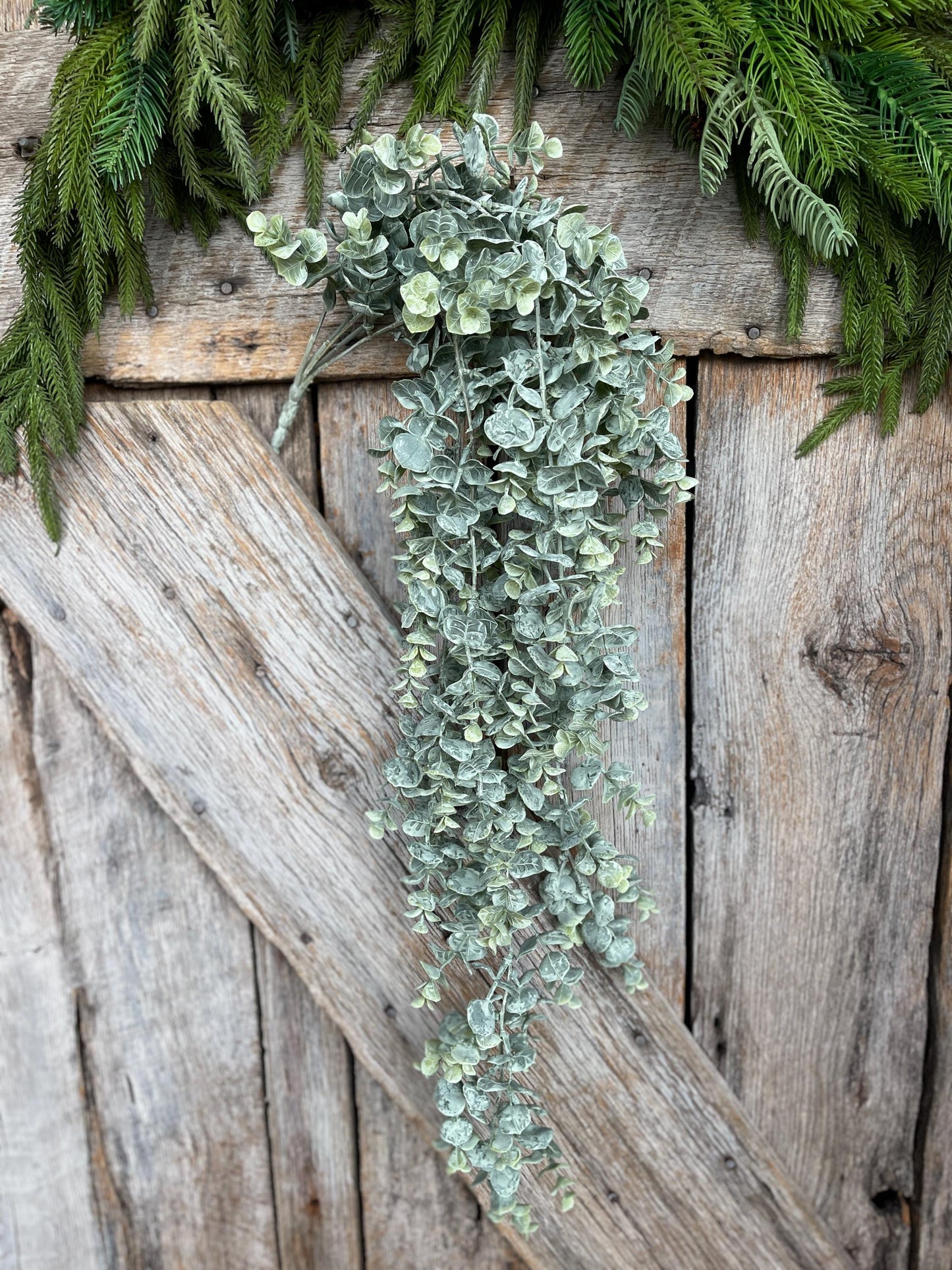 32" Eucalyptus Hanging Bush, Artificial Greenery Bush, Hanging Greenery Bush, Hanging Eucalyptus Bush, 82538-FROSTED, wreath supply, floral
