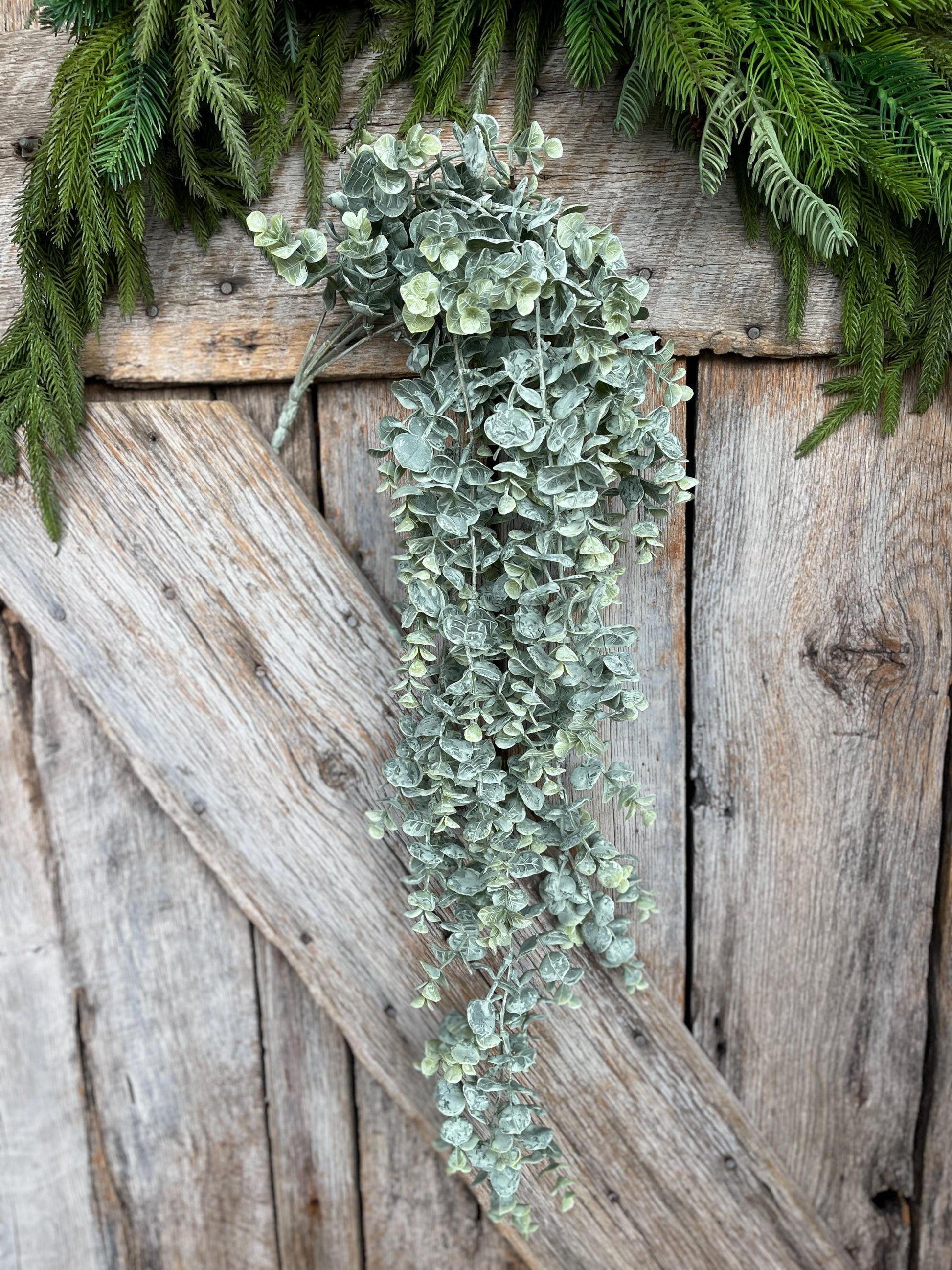 32" Eucalyptus Hanging Bush, Artificial Greenery Bush, Hanging Greenery Bush, Hanging Eucalyptus Bush, 82538-FROSTED, wreath supply, floral