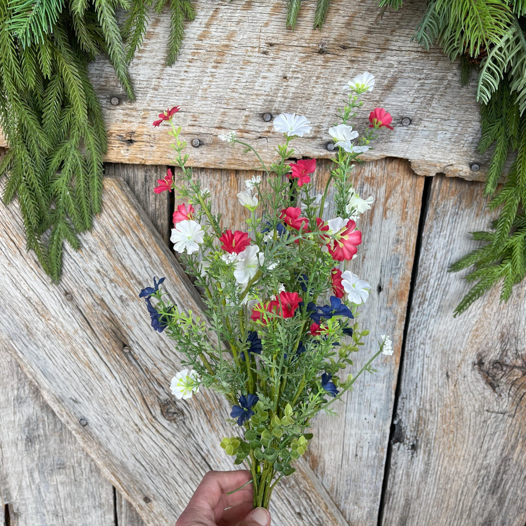 21" Red White Blue Floral Spray, Floral Filler Supply
