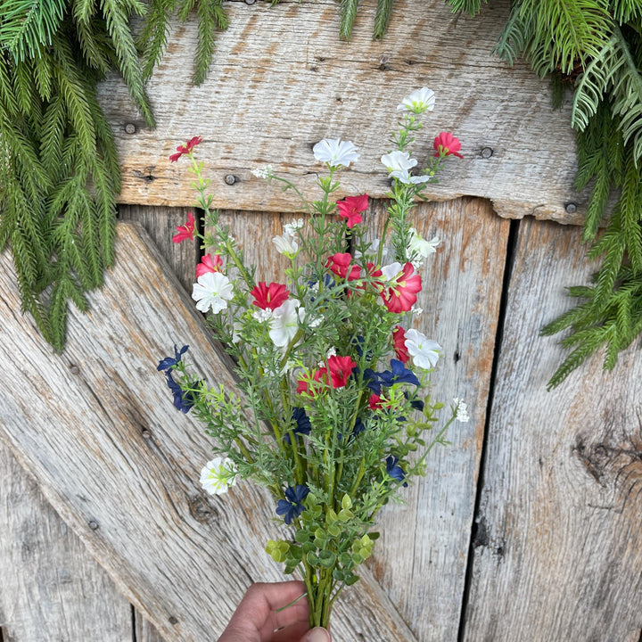 21" Red White Blue Floral Spray, Floral Filler Supply, Wreath Supply