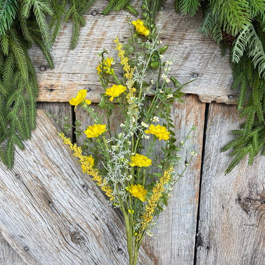 28" Yellow Wildflower Spray, Yellow Floral, Yellow Wildflower Floral, Yellow Filler Floral, Floral, Wreath Supply, Floral Supply, 6373YW