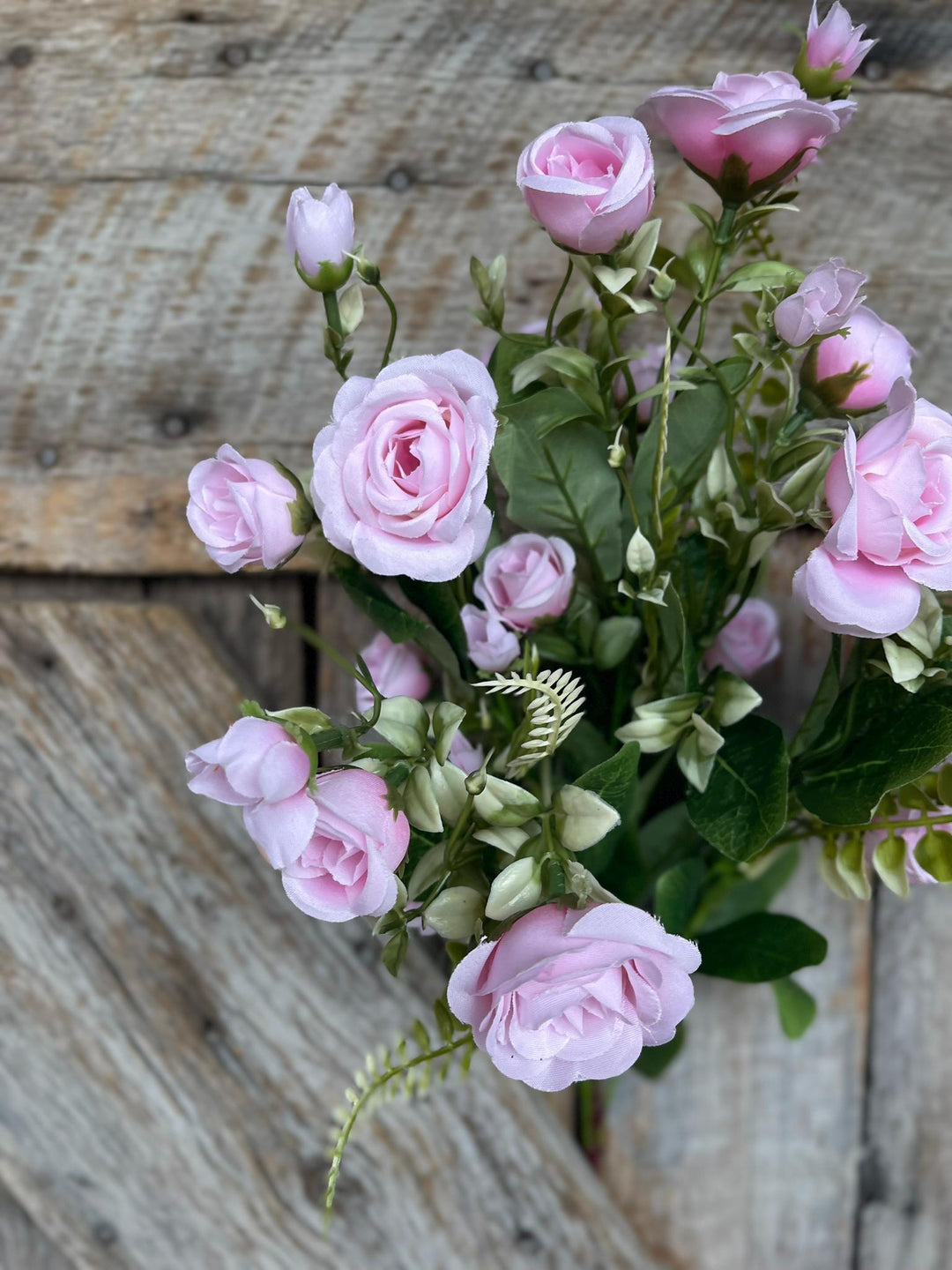 22" Pink Rose Bush, Artificial Rose Bush