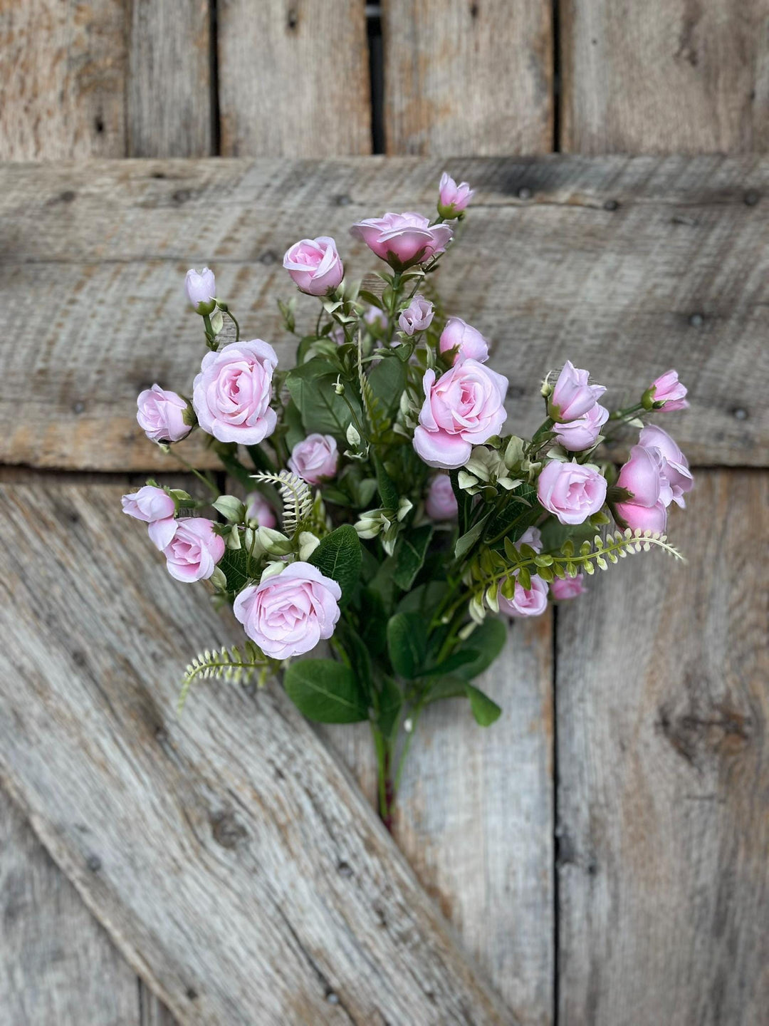 22" Pink Rose Bush, Artificial Rose Bush