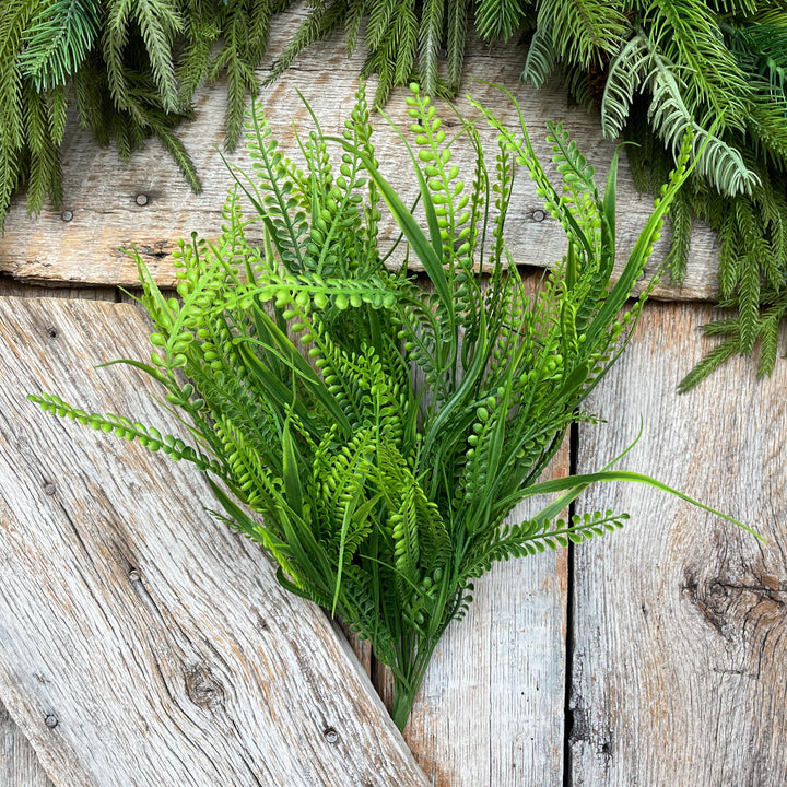 21" Button Fern Greenery Bush, Beaded Leaf Bush