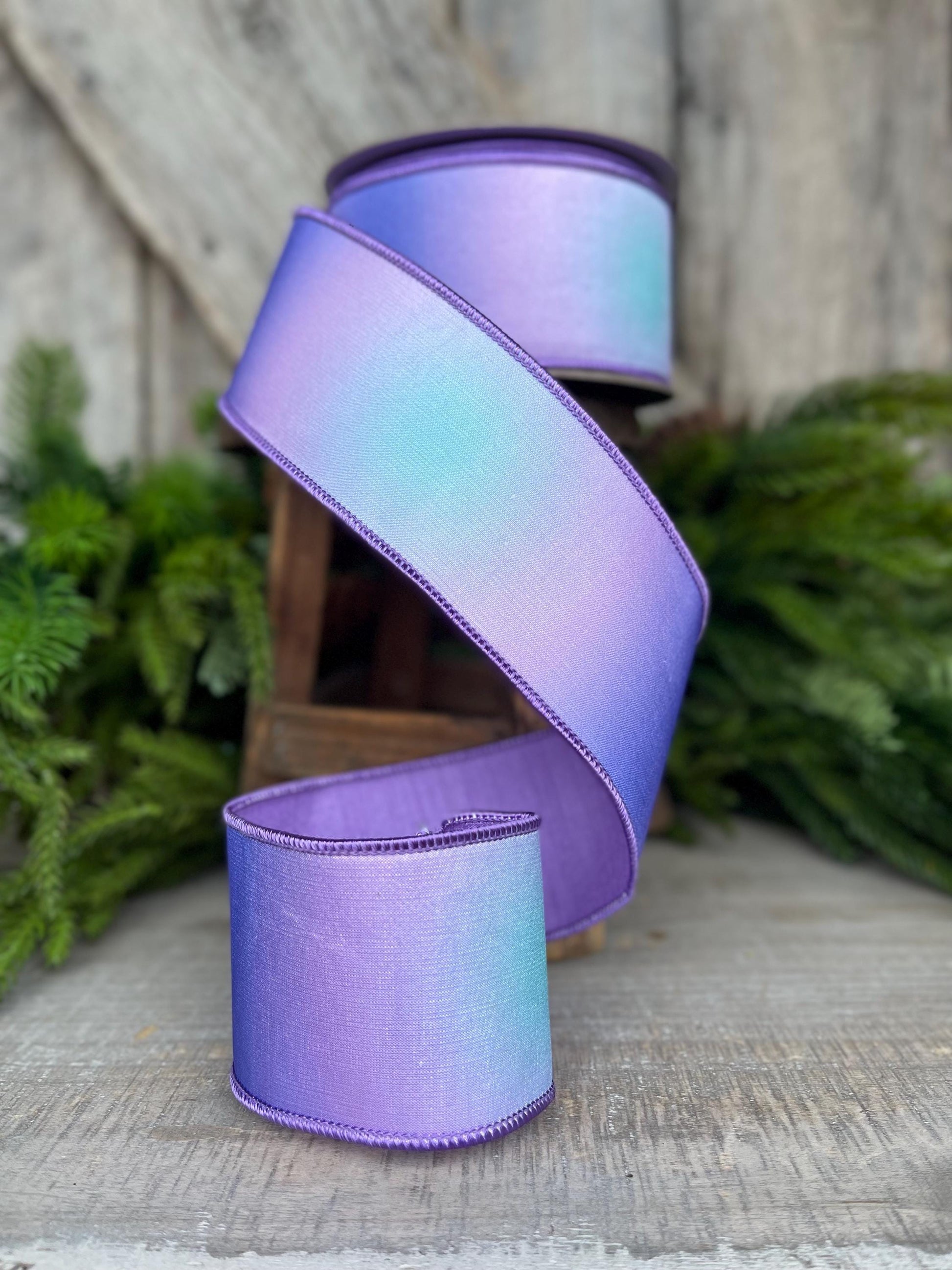 2.5" Lavender Prismatic Ribbon, Farrisilk RIbbon, Purple Wired RIbbon, SPring Ribbon, 2 Tone Ribbon, Ombre Ribbon, Designer Ribbon, RK565-70