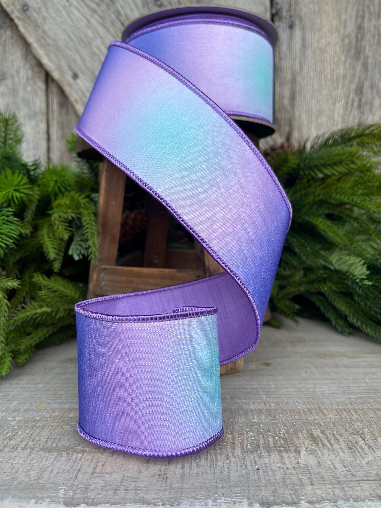 2.5" Lavender Prismatic Ribbon, Farrisilk RIbbon, Purple Wired RIbbon, SPring Ribbon, 2 Tone Ribbon, Ombre Ribbon, Designer Ribbon, RK565-70