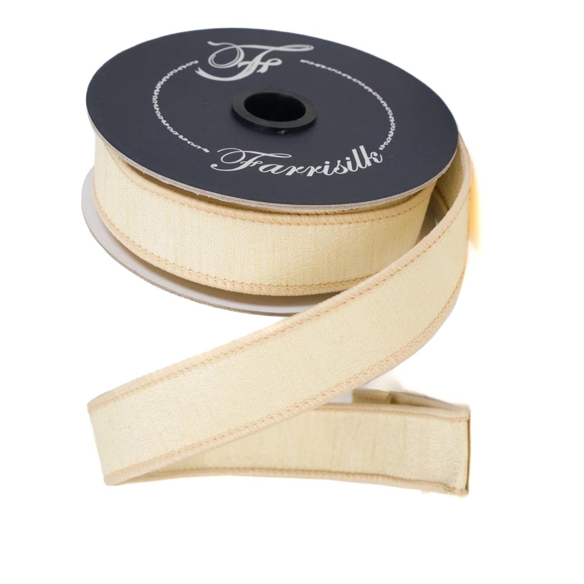 1" Cream Dupion Ribbon, Farrisilk Ribbon, Wired Ribbon, Cream Ribbon, Spring Ribbon, Fall Ribbon, Designer Ribbon, Wedding, RK608-01
