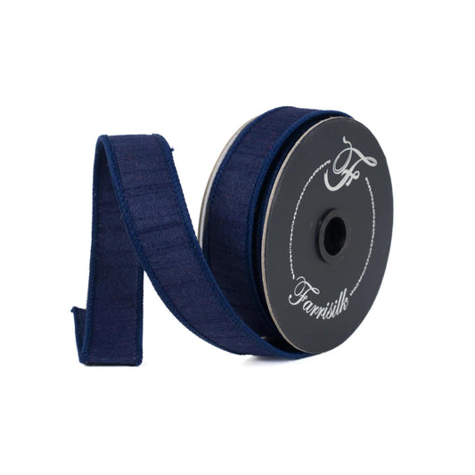 1" Navy Blue Dupion Ribbon, Farrisilk Ribbon, Ribbon, Navy Blue Ribbon, Patriotic Ribbon, Fall Ribbon, Designer Ribbon, Wedding, RK608-21