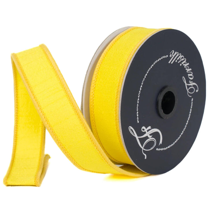 1" Yellow Dupion Ribbon, Farrisilk Ribbon, Wired Ribbon