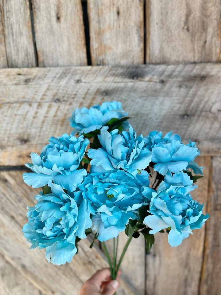 22" Turquoise Floral Bush, Teal Flowers, Aqua Floral