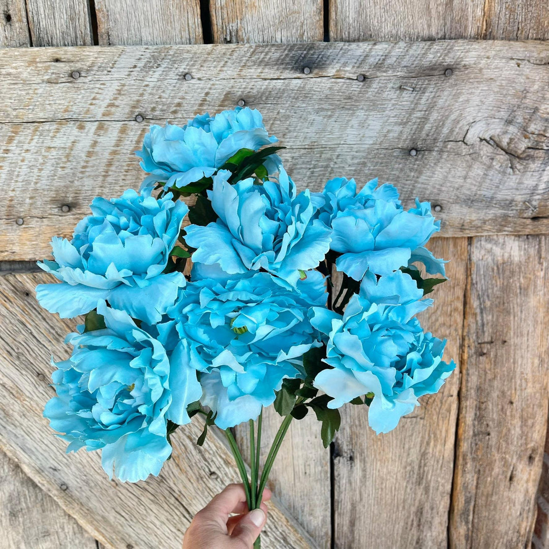 22" Turquoise Floral Bush, Teal Flowers, Aqua Floral