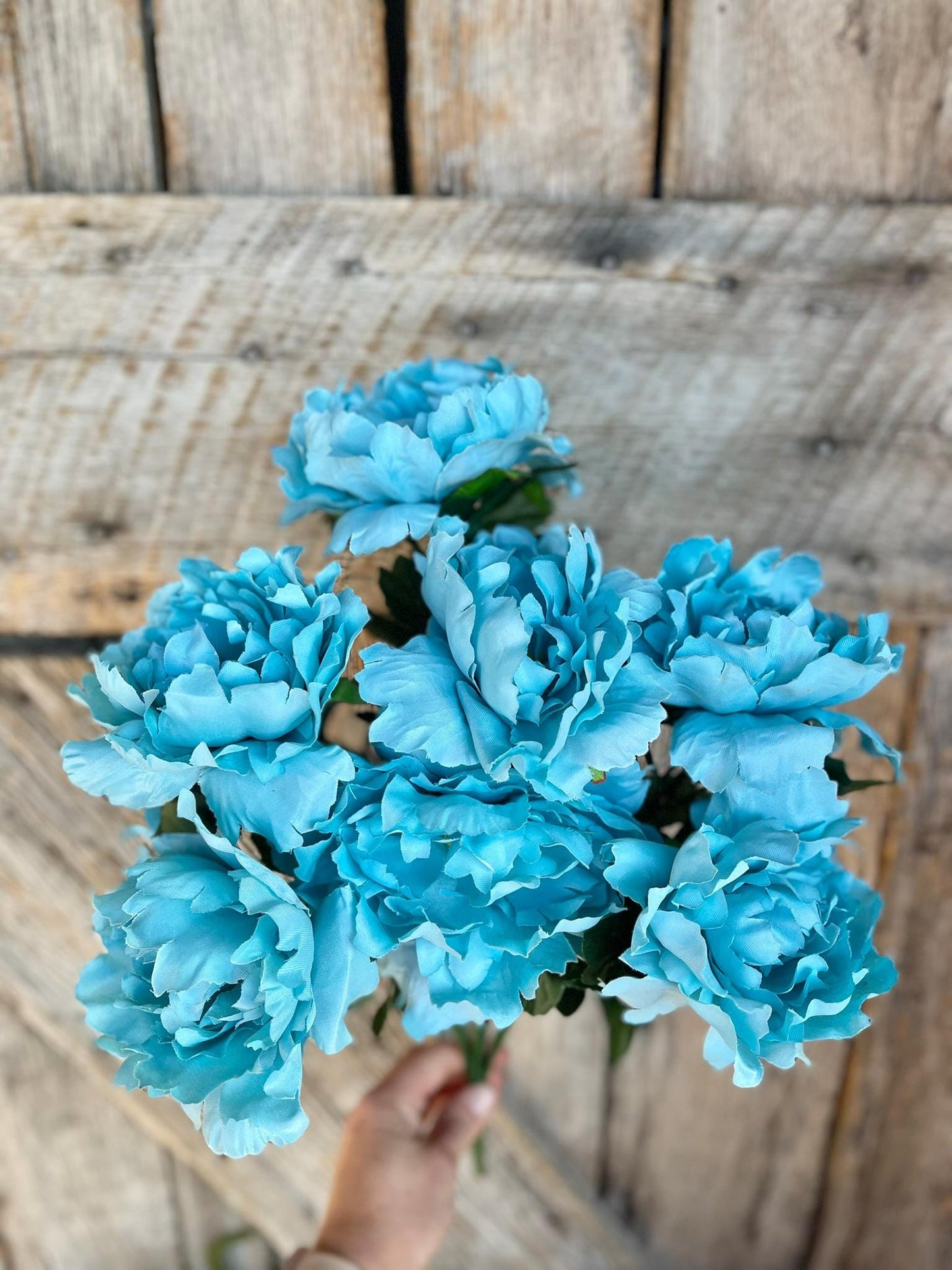 22" Turquoise Floral Bush, Teal Flowers, Aqua Floral