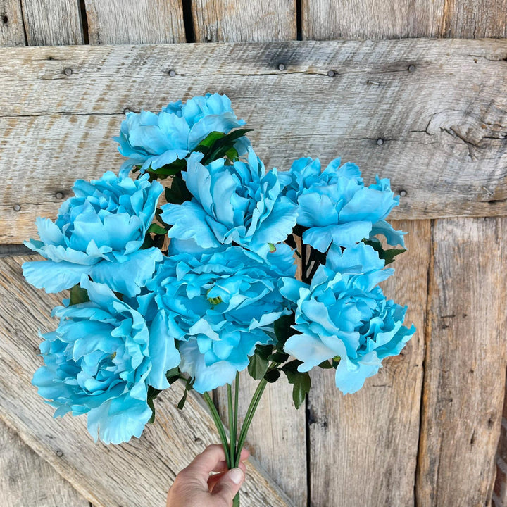 22" Turquoise Floral Bush, Teal Flowers, Aqua Floral