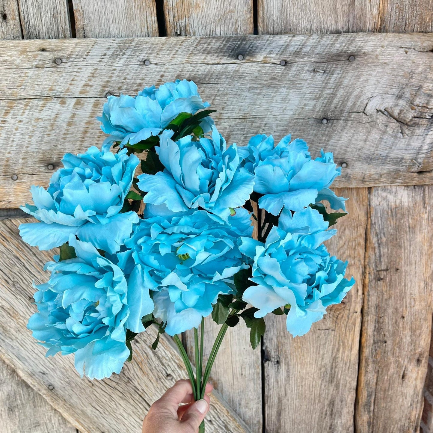 22" Turquoise Floral Bush, Teal Flowers, Aqua Floral