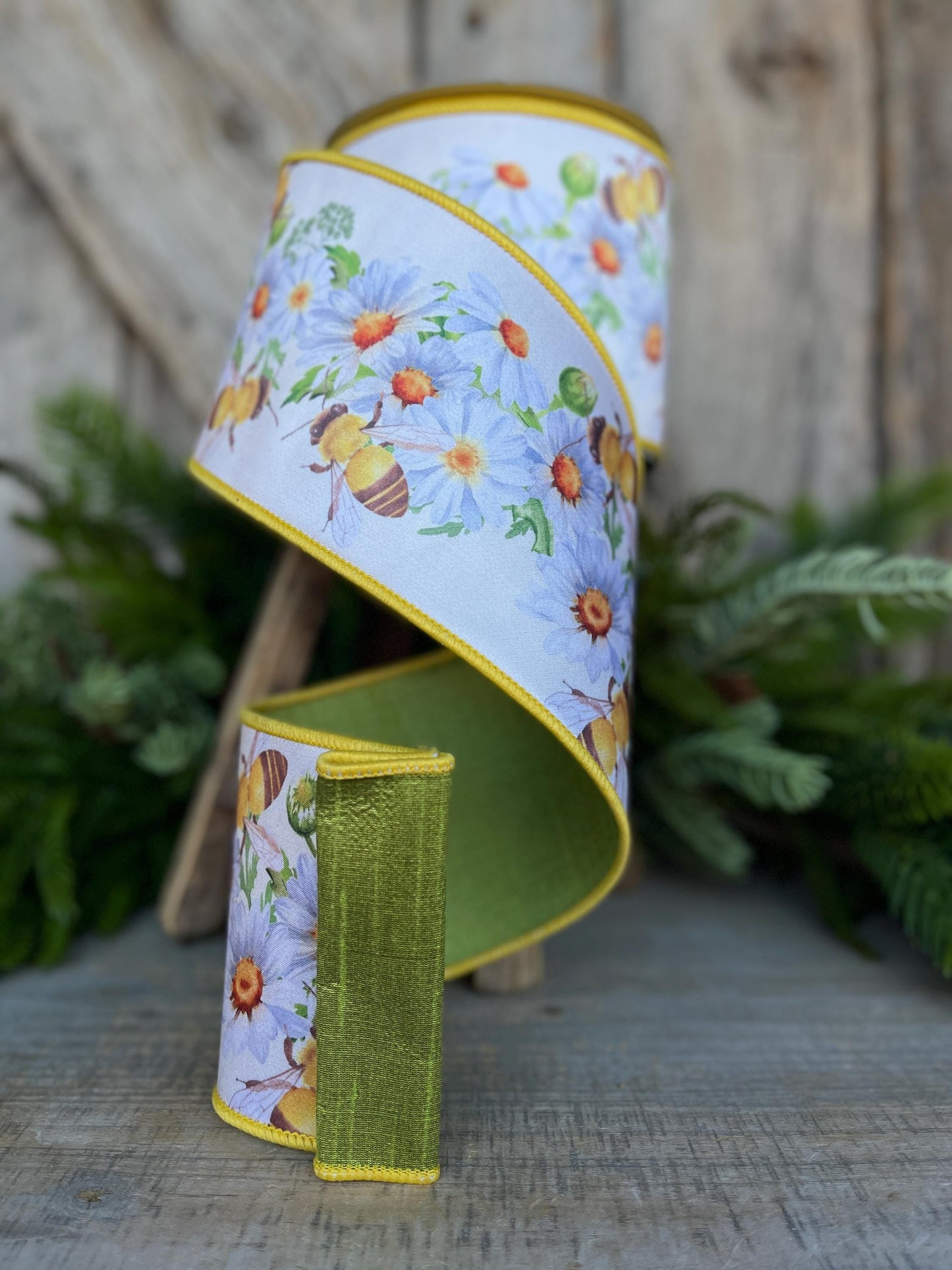 4" Honey Bee Ribbon, Wired Ribbon, Farrisilk Ribbon