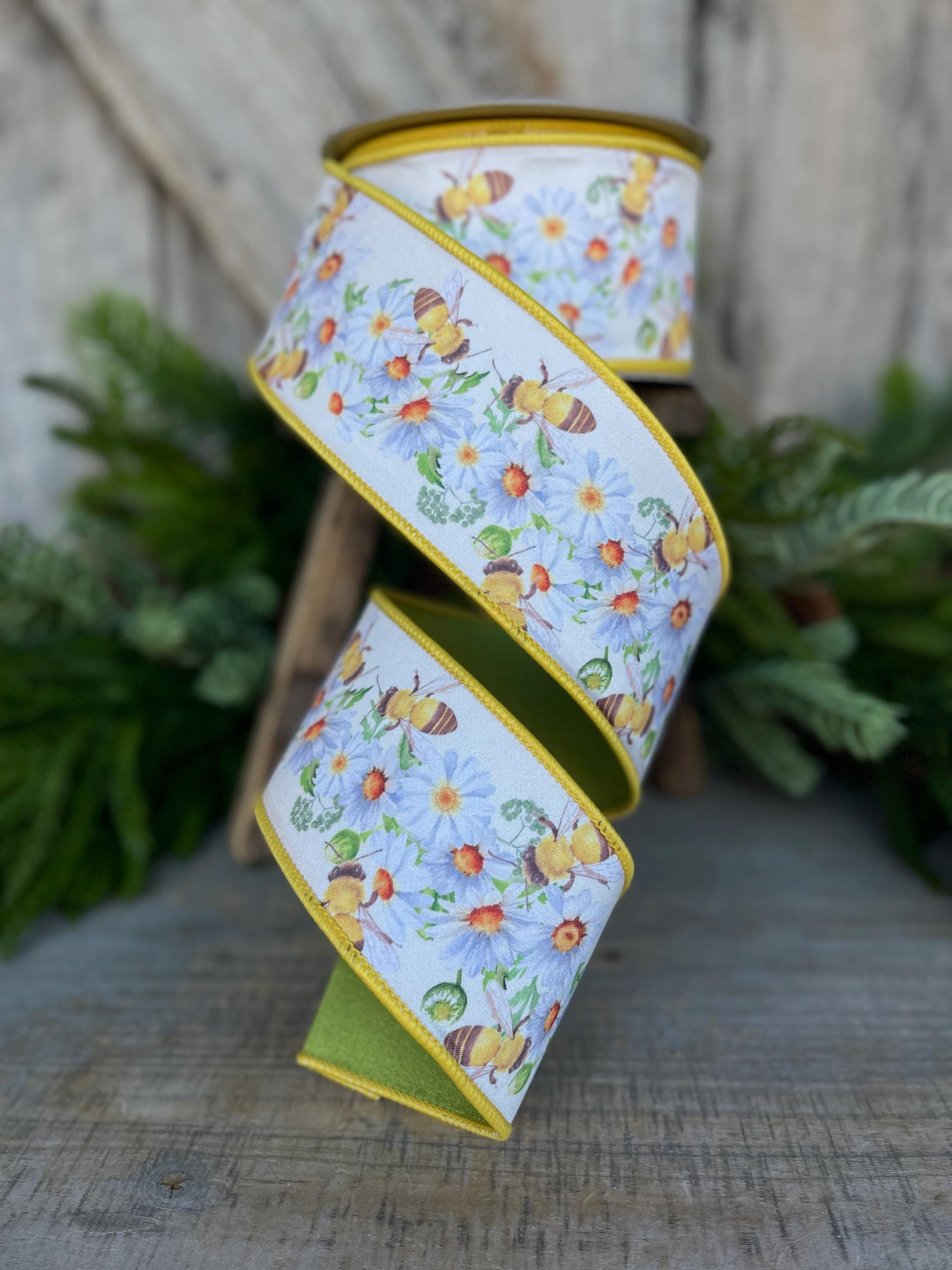 2.5" Honey Bee Ribbon, Wired Ribbon, Farrisilk Ribbon