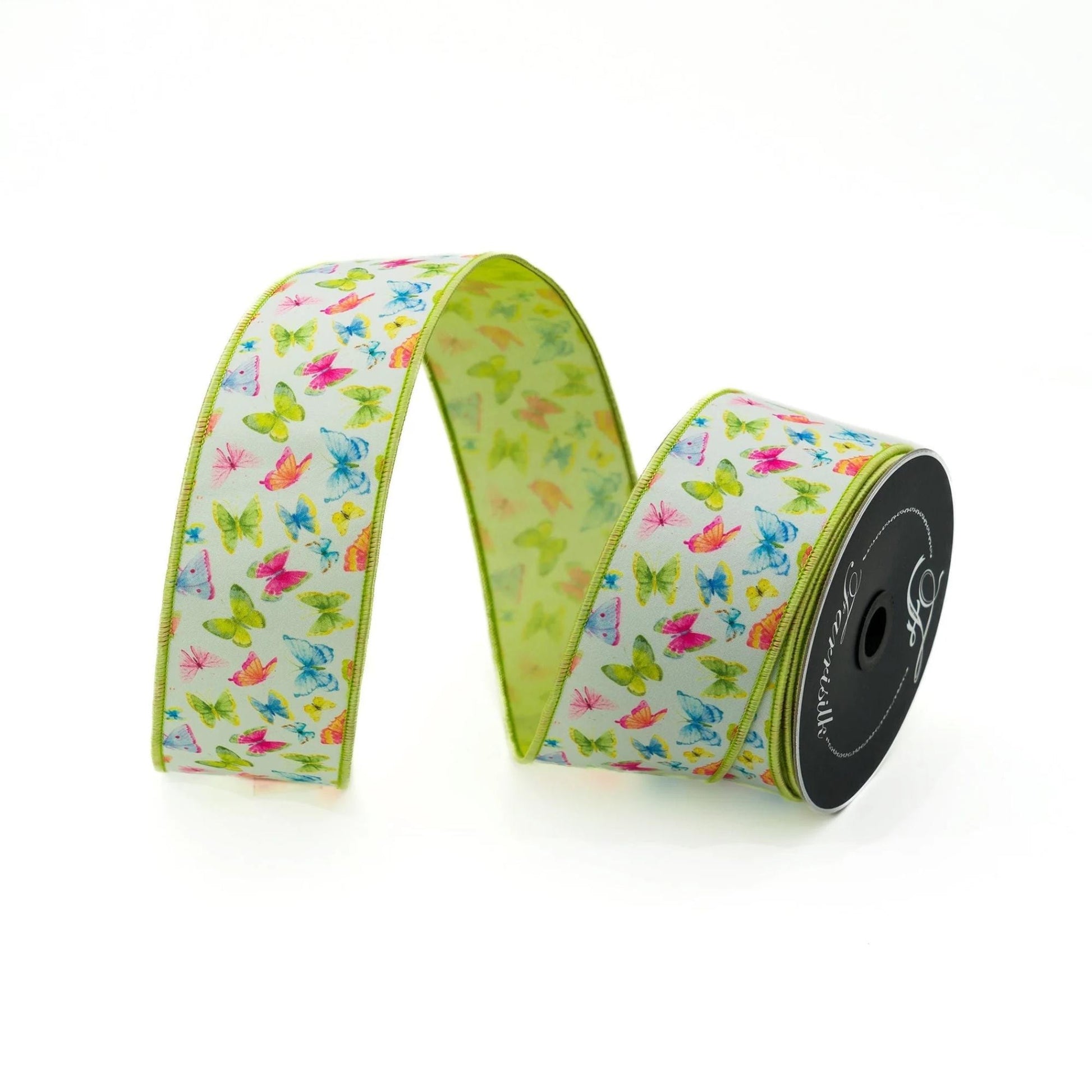 2.5" Butterfly Ribbon, Farrisilk Ribbon, Wired Ribbon, Spring Summer Ribbon, Butterflies Ribbon, Designer Ribbon, Wreath Supply, RK189-32