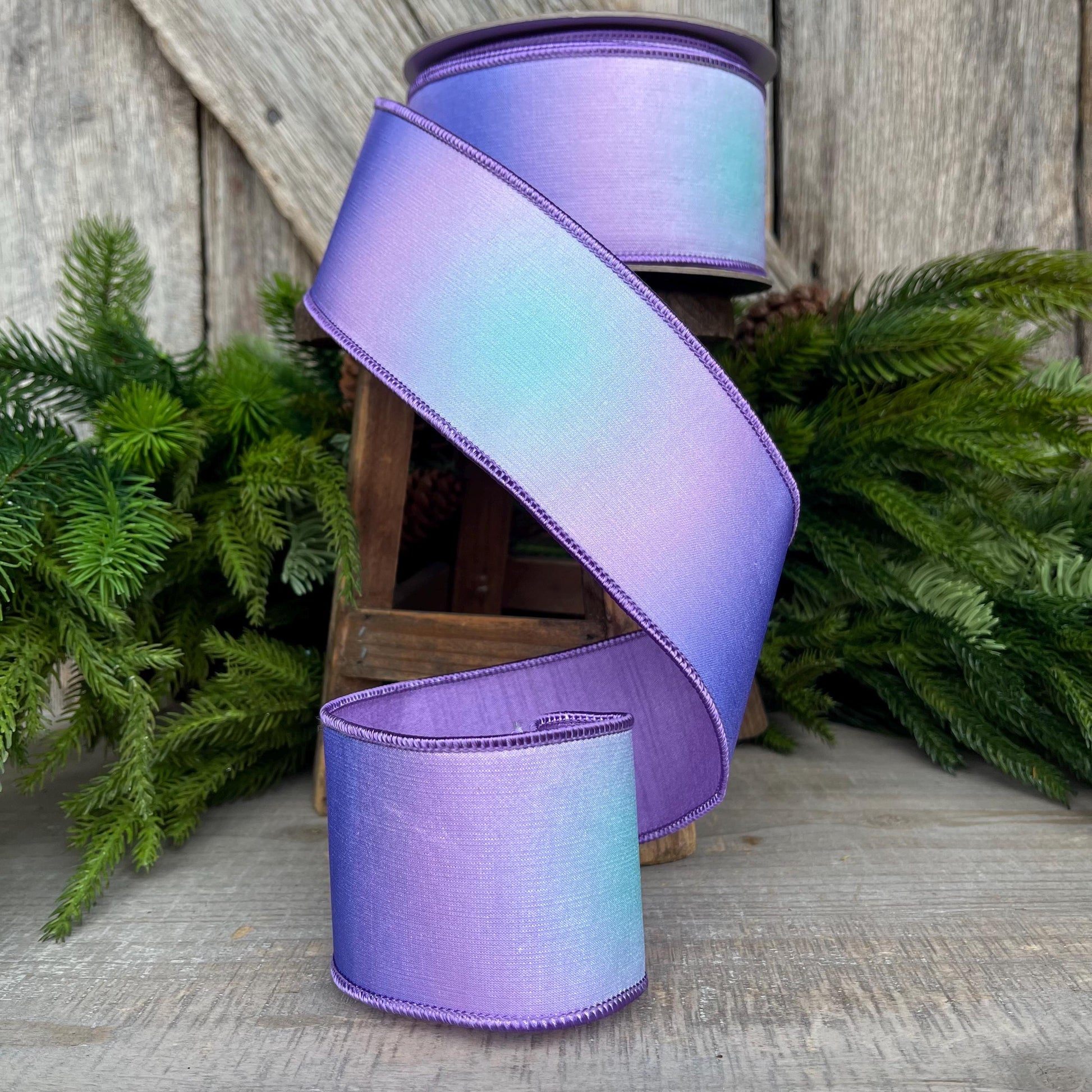 2.5" Lavender Prismatic Ribbon, Farrisilk RIbbon, Purple Wired RIbbon, SPring Ribbon, 2 Tone Ribbon, Ombre Ribbon, Designer Ribbon, RK565-70