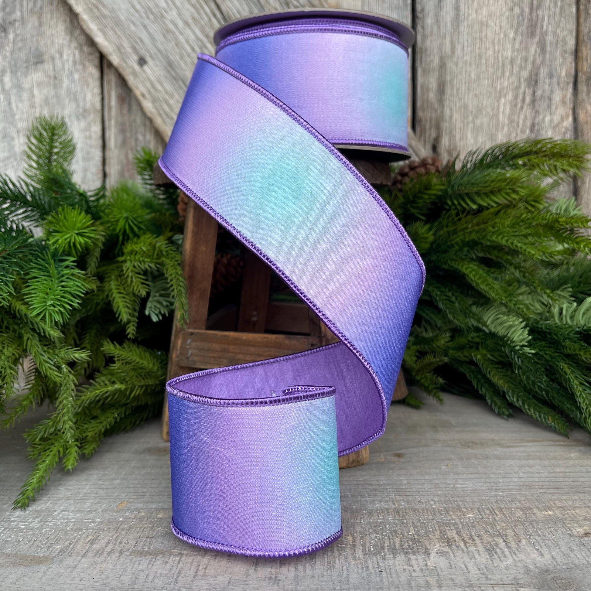 2.5" Lavender Prismatic Ribbon, Farrisilk RIbbon, Purple Wired RIbbon, SPring Ribbon, 2 Tone Ribbon, Ombre Ribbon, Designer Ribbon, RK565-70