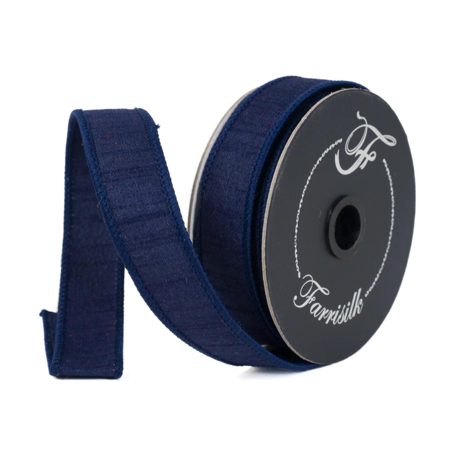 1" Navy Blue Dupion Ribbon, Farrisilk Ribbon, Ribbon, Navy Blue Ribbon, Patriotic Ribbon, Fall Ribbon, Designer Ribbon, Wedding, RK608-21