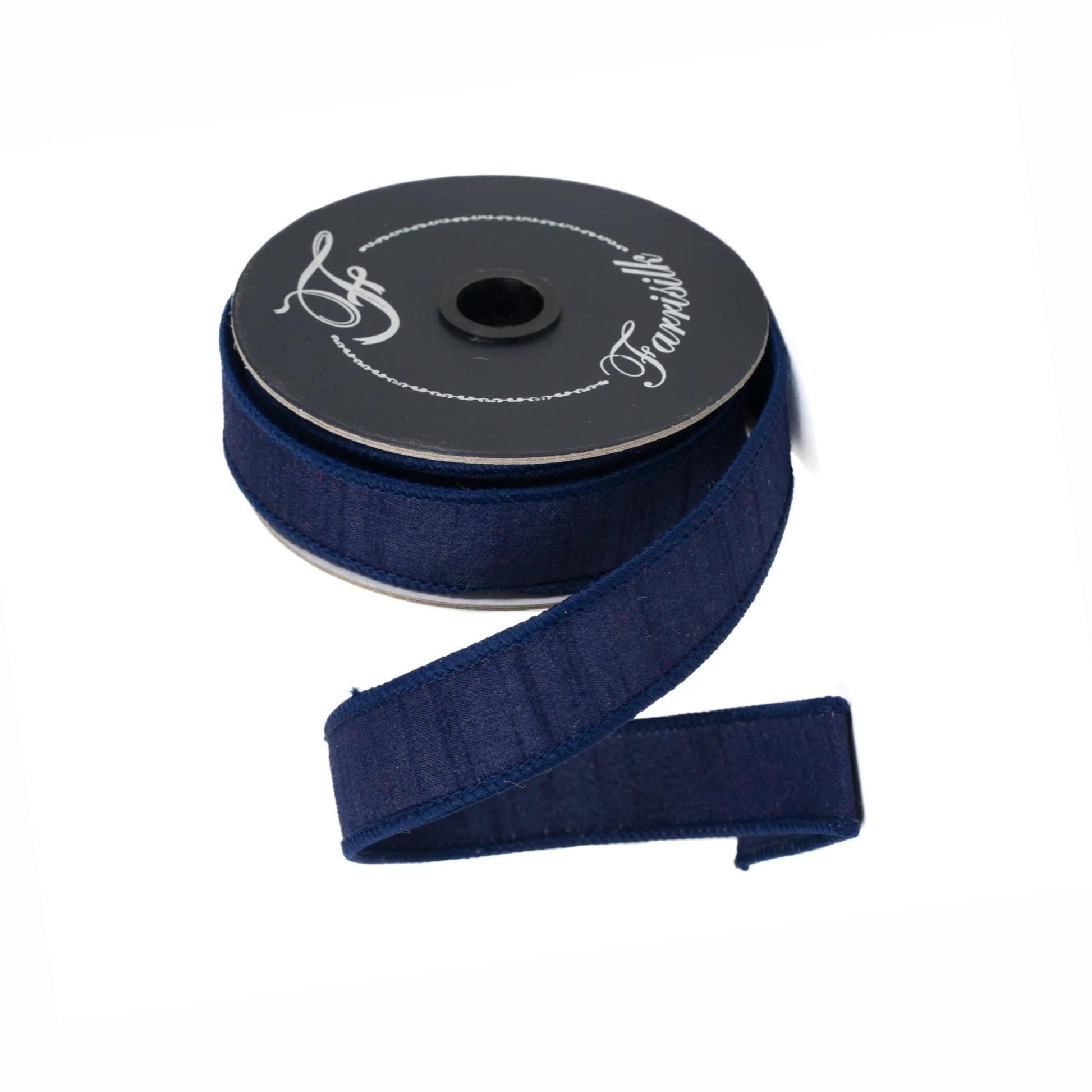1" Navy Blue Dupion Ribbon, Farrisilk Ribbon, Ribbon, Navy Blue Ribbon, Patriotic Ribbon, Fall Ribbon, Designer Ribbon, Wedding, RK608-21