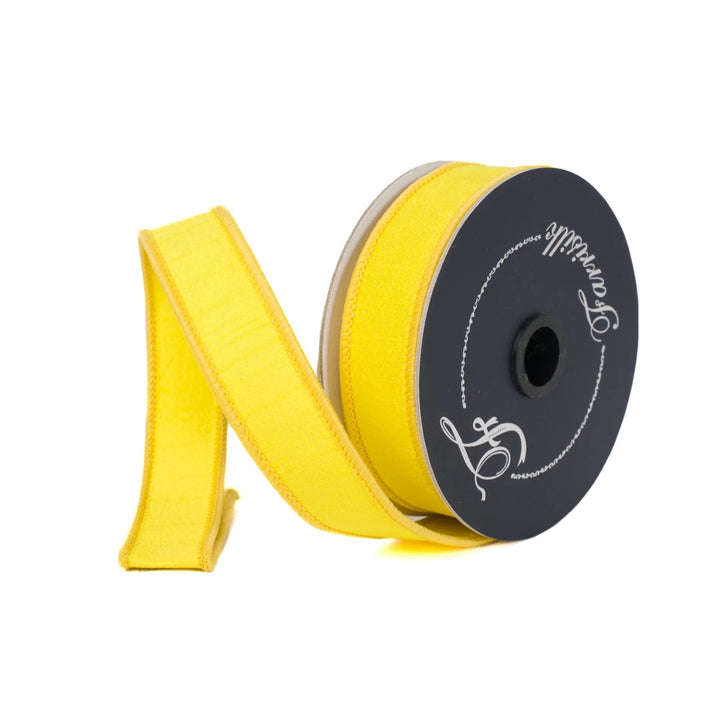 1" Yellow Dupion Ribbon, Farrisilk Ribbon, Wired Ribbon