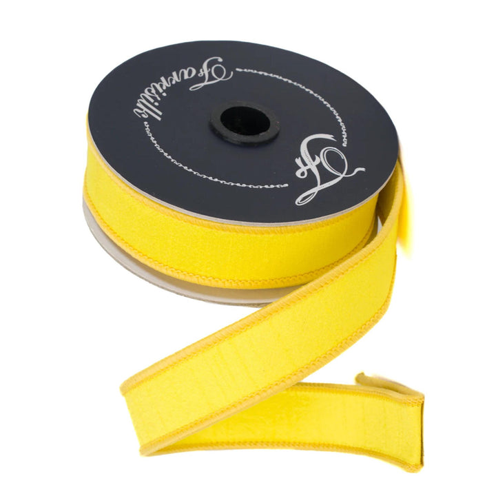 1" Yellow Dupion Ribbon, Farrisilk Ribbon, Wired Ribbon