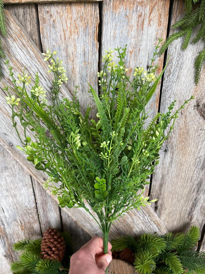 18" Mixed Greenery Bush, Plastic Greenery Bush