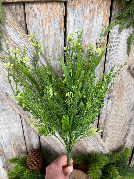 18" Mixed Greenery Bush, Plastic Greenery Bush, Greenery Filler Bush