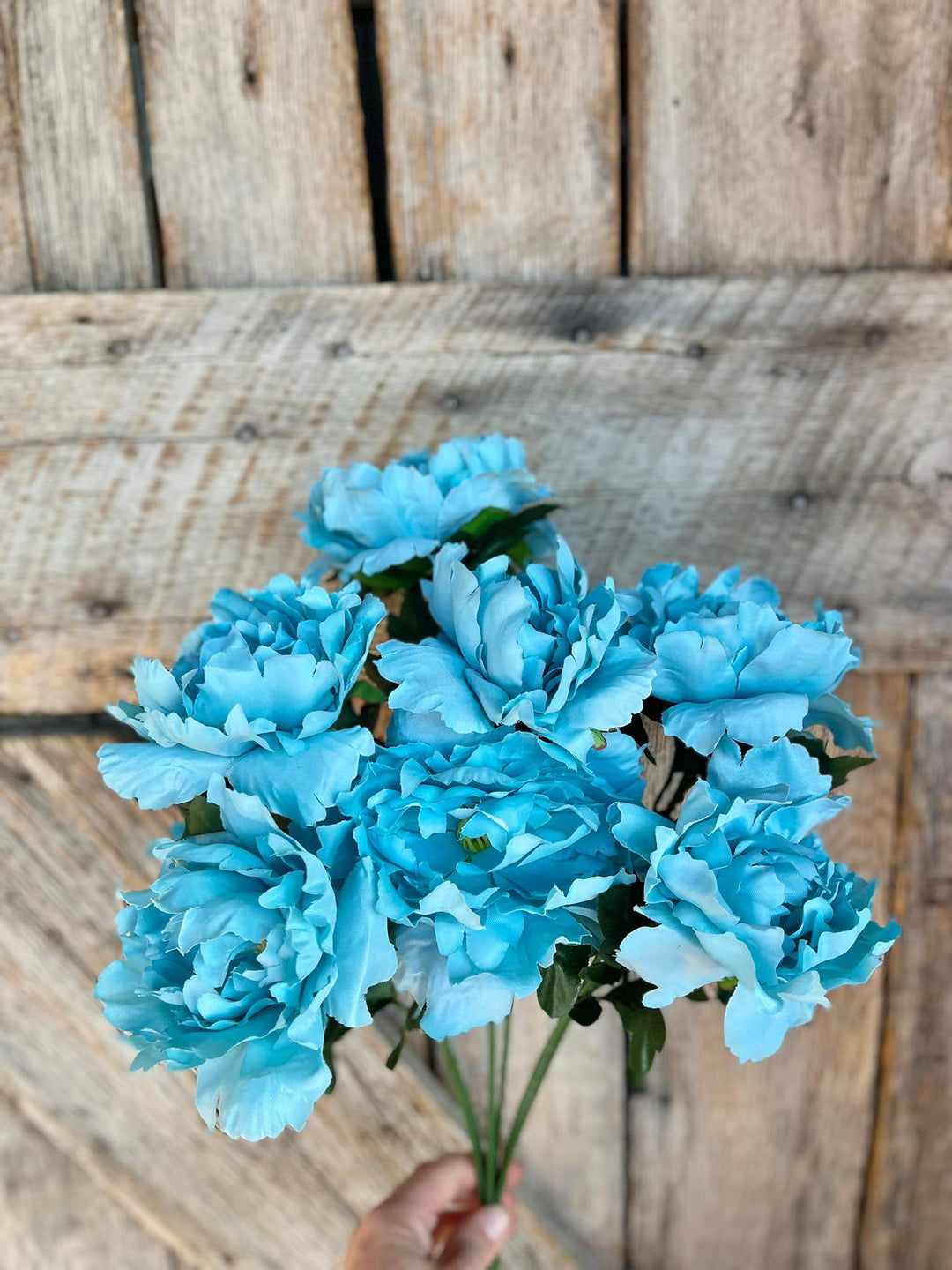 22" Turquoise Floral Bush, Teal Flowers, Aqua Floral