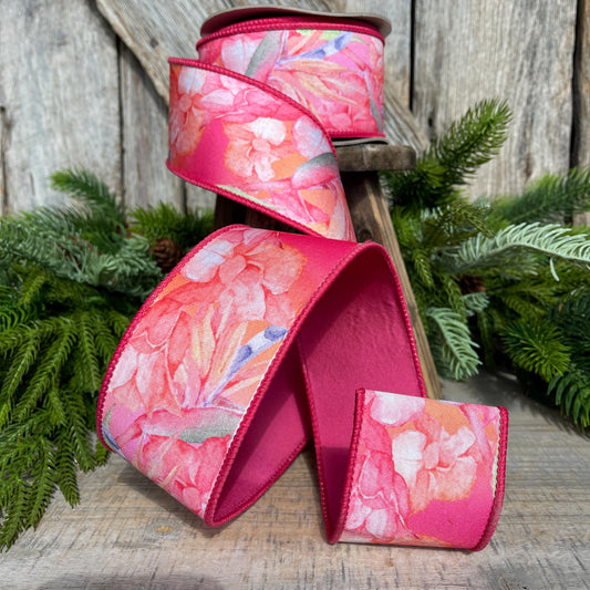 2.5" Birds of Paradise Ribbon, Farrisilk Ribbon, Wired Ribbon, Floral Ribbon, Summer Ribbon, Designer Ribbon, SR058-32