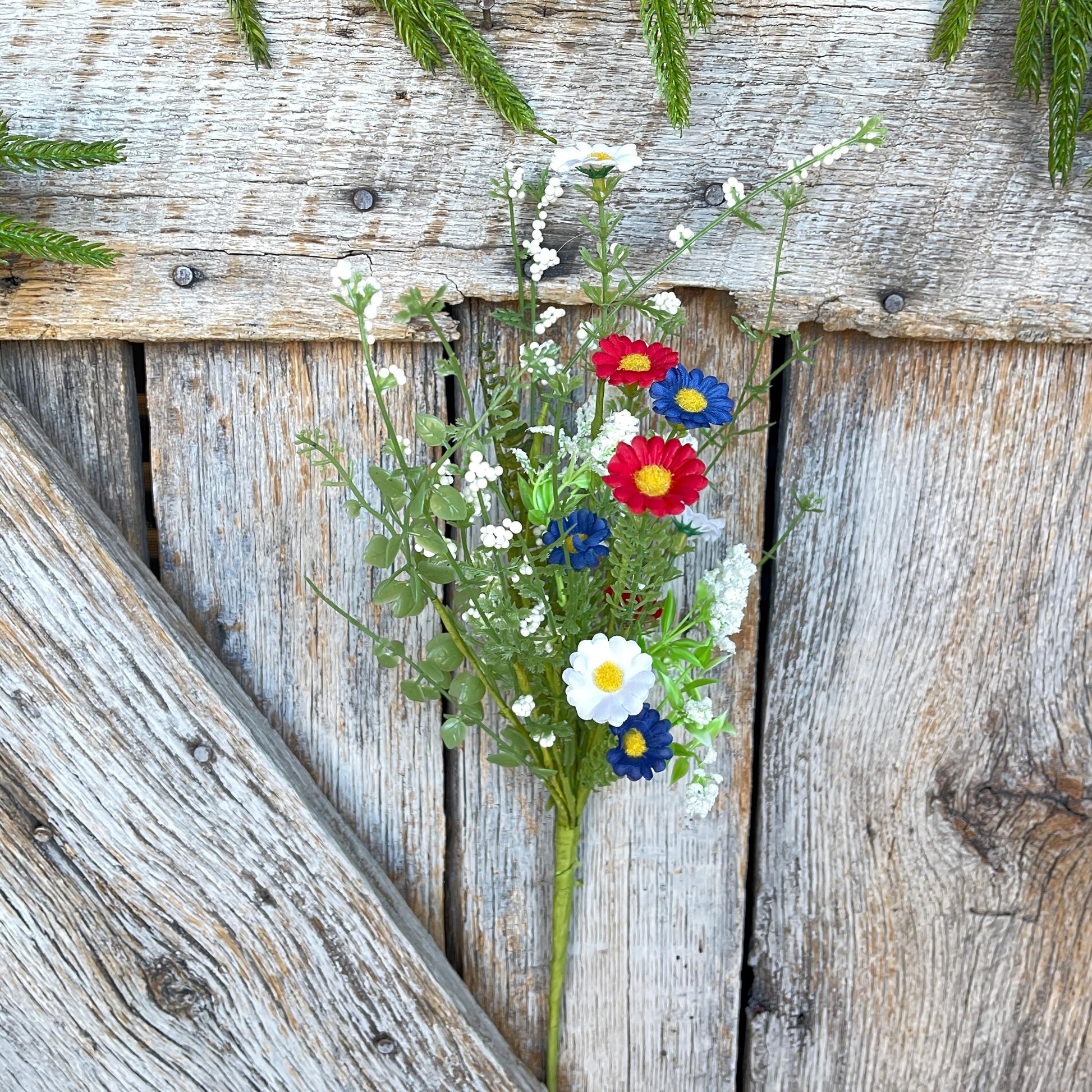 18" Patriotic Flowering Bush, Artificial Floral Bush, Red White Blue Floral, Wreath Supply, Floral Supply,Patriotic Decor, 74258RWB