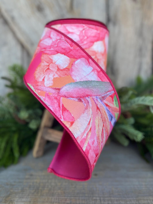 4" Birds of Paradise Ribbon, Farrisilk Ribbon, Wired Ribbon, Floral Ribbon, Summer Ribbon, Designer Ribbon, SR059-32