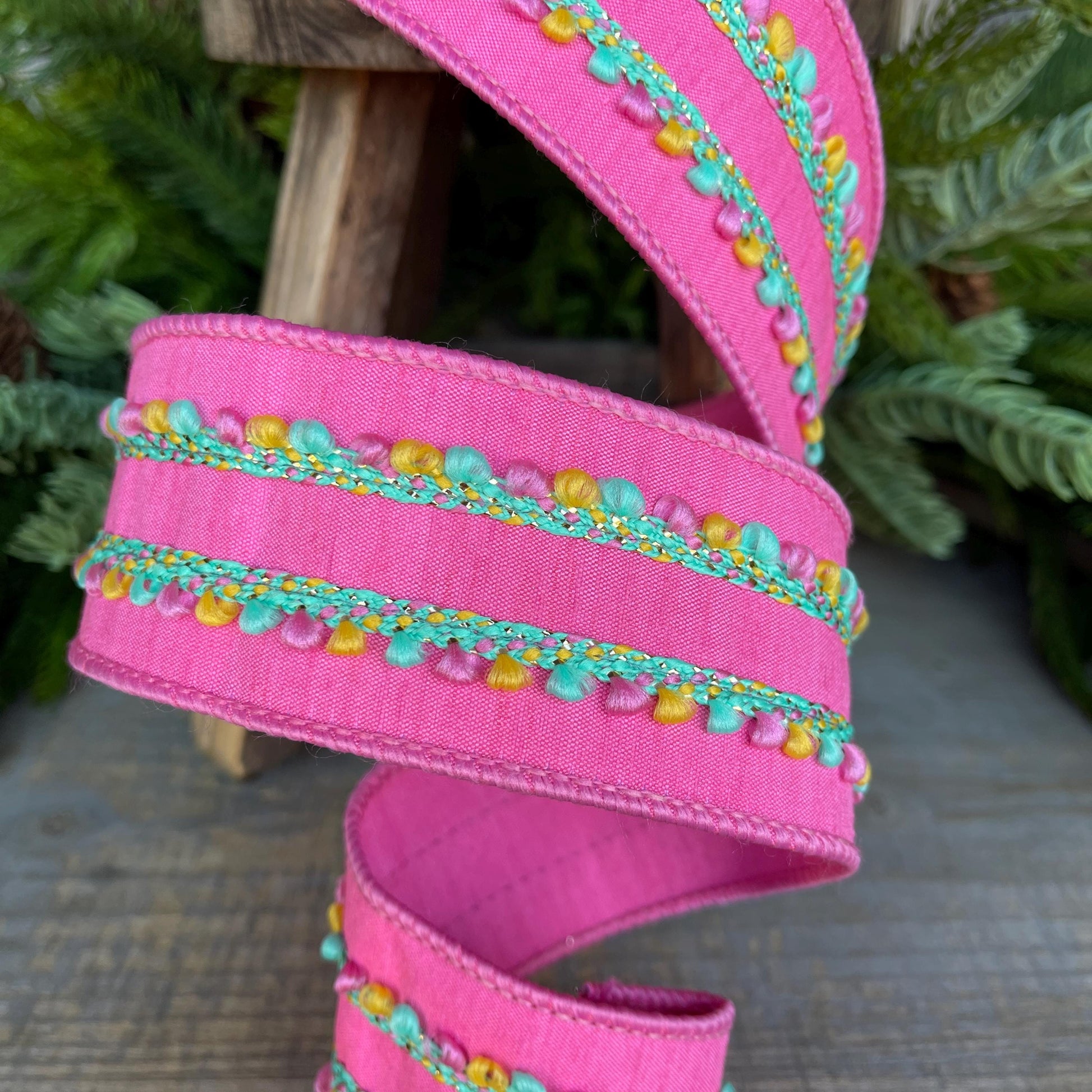 2" Bubblegum Pink Sherbert Puffs Ribbon, Farrisilk Ribbon, Wired Ribbon, Pink Ribbon, Spring Summer Ribbon, Pastel Ribbon, SR096-02