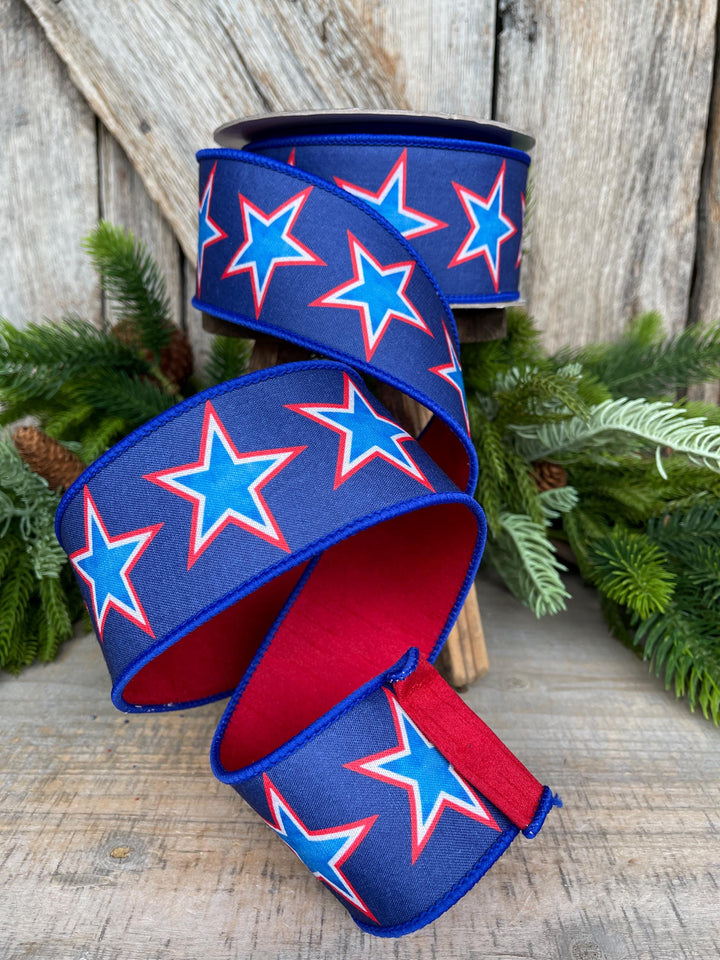 2.5" Liberty Stars Ribbon, Farrisilk Ribbon, Patriotic Ribbon